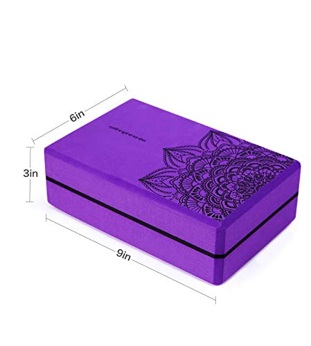 nuveti Non-Slip & High Density Yoga Block set of 2 for Pilates 9"x6"x3" - color: Purple
