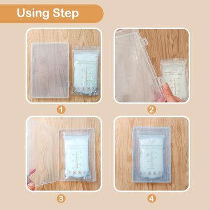 12 Pcs Clear Flat Breast Milk Freezer Storage Organizer Space Saving Breastmilk Plastic Storage Box Freezer Tray Breastfeeding Bag Fridge Organizer for Breastfeed Organization Tools - size: 12 Pcs
