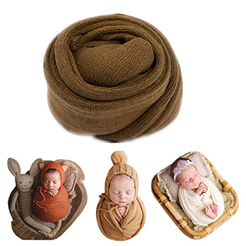 Coberllus Newborn Baby Photography Props Stretch Swaddle Wrap - color: Coffee
