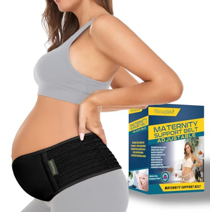 ChongErfei Pregnancy Belly Band Maternity Belt Back Support - color: Black, size: One Size