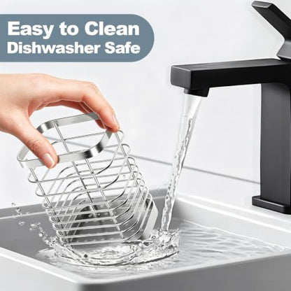 Utensil Holder, Stainless Steel Utensil Drying Rack for Kitchen Counter - color: Large, Silver