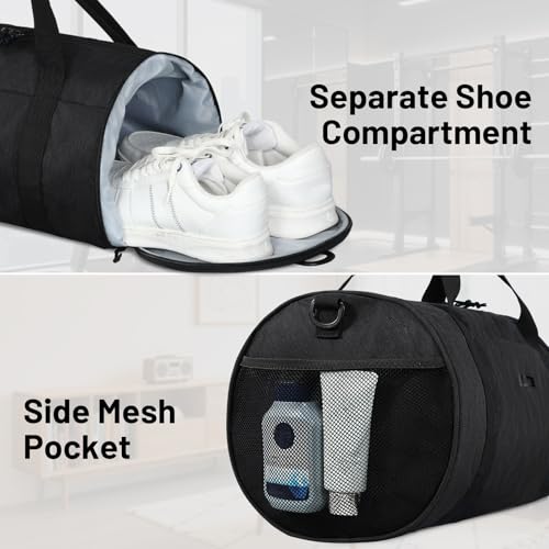 MIER Small Gym Duffle Bag with Shoe Compartment & Wet Pocket, 24L, Black - color: black, size: 24L
