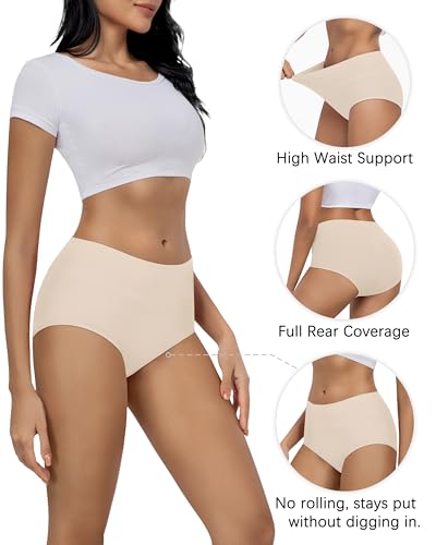 MIRITY Women's High Waist Cotton Underwear - Soft Full Coverage Briefs with Double-Layer Waistedband - color: Color 2, size: Medium