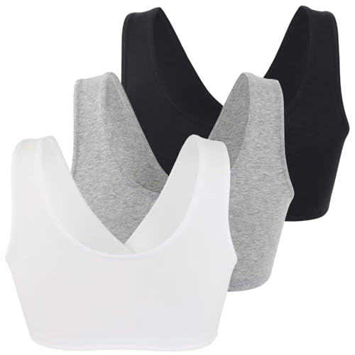 Women's Cotton Wireless Sleep Bra for Nursing and Maternity - color: Black+grey+white, size: X-Large