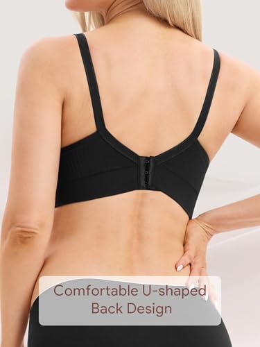 Angelhood Ribbed Nursing Bras 5 Pack Wireless V Neck Maternity Nursing Bra - color: Black/Black/Grey/Nude/White, size: Large