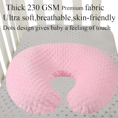 Dot Nursing Pillow Cover Set 2 Pack Compatible with Boppy Pillow - color: White & Pink