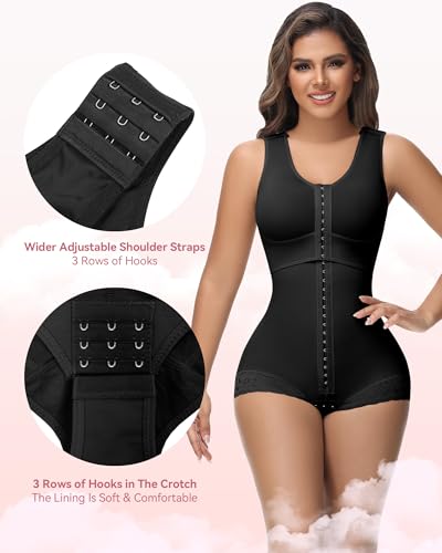 SHAPSHE Fajas Colombianas Moldeadoras Full Body Shaper Postpartum Shapewear - color: Black, size: Medium