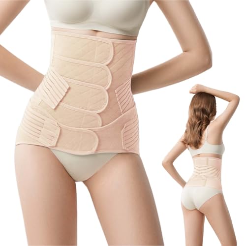 Postpartum Belly Band Wrap - Recovery Support, Adjustable Tummy Control Binder with Pelvic Belt , Comfortable and Supportive for Natural and Cesarean Sections, Shapewear,Elegant Quilted Design (Beige, X-Large(132-154LB)) - color: Beige, size: X-Large(132-