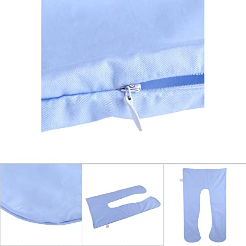 pregnancy pillow cover washable u shape full body pillow maternity pillow replacement cover side sleeper back hips belly blue 55x31.5in closure soft breathable fabric machine washable cozy