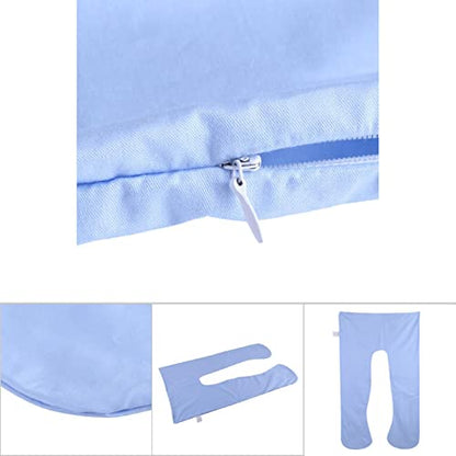 pregnancy pillow cover washable u shape full body pillow maternity pillow replacement cover side sleeper back hips belly blue 55x31.5in closure soft breathable fabric machine washable cozy