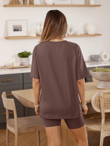 AUTOMET Women 2 Piece Sets Summer Outfits 2026 Two Piece Matching Clothing - color: Brown, size: Large