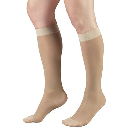 Truform Sheer Compression Stockings, 15-20 mmHg, Women's Knee High Length, 20 Denier, Nude, Medium - color: Nude, size: Medium (1 Pair)