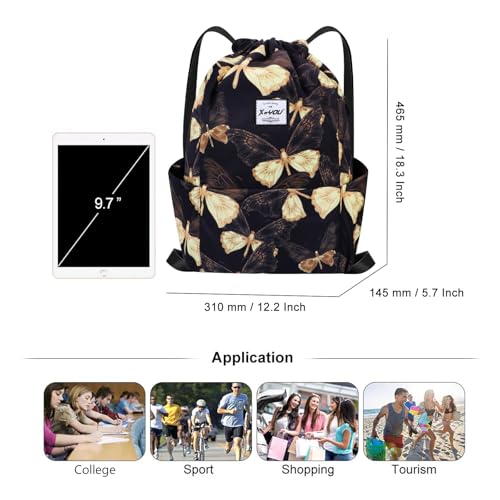 XEYOU Drawstring Backpack Bag Sport Gym Sackpack Beach Cinch Bag - color: Butterfly