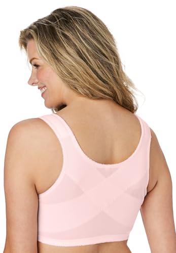 Comfort Choice Front-Close Cotton Wireless Posture Bra - color: Shell Pink, size: 42DD