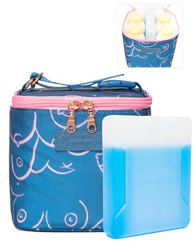 Sarah Wells Cold Gold Breastmilk Cooler with Ice Pack (Blue Pattern)