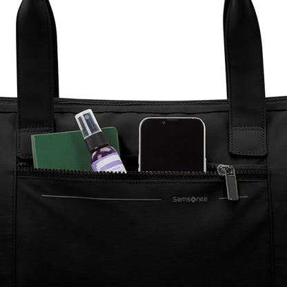 Samsonite Better Than Basics Weekender Duffle – Drop Bottom Travel Bag with 14” Laptop Compartment, SmartSleeve™ Trolley Strap, Adjustable Shoulder Strap, Durable RPET Lining, Black - color: Black