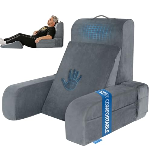Kayfia Reading Pillow, Gel Memory Foam Back Rest Pillow, 21'', Gray - color: Gray, size: Large(21'')