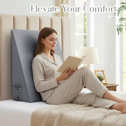 INVGEEXI Light Grey Bed Wedge Pillow Cover, 25" L x 25" W x 10" H - color: Light Grey, size: 25x25x10 Inch