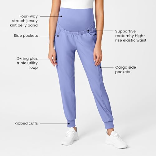 Wink W123 Maternity Jogger Scrub Pant - color: Ceil Blue, size: Small