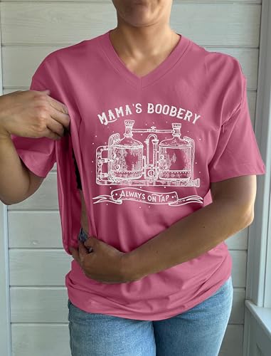 Nursing Shirts for Breastfeeding Women Zipper Maternity Graphic Tee - color: Light Pink, size: Large