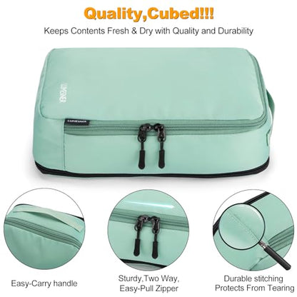 Lumesner 8 Set Compression Packing Cubes, Travel Suitcase Organizers - color: Green