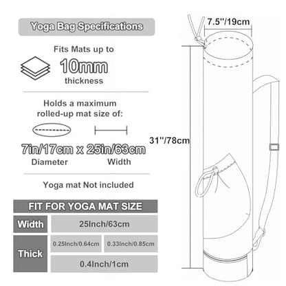 ESVAN Yoga Mat Bag with Multi Pockets Drawstring Yoga Mat Carrier Pilates Exercise Multi-Functional Storage Bag - color: Linen Pink
