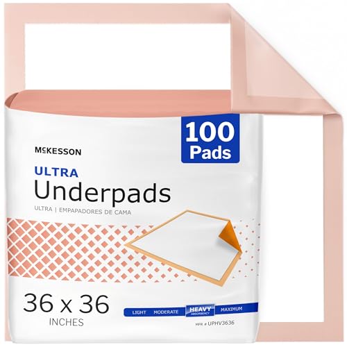 McKesson Underpads Bed Pads, Heavy Absorbency, Peach, 36 x 36 in, 100 ct - size: 36x36 Inch