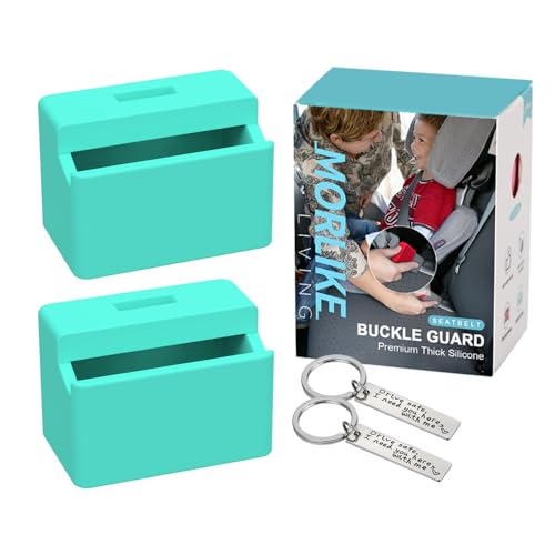 Morlike Silicone Seatbelt Secure Buckle Safety Cover Lock | Keep Children Safe in Car Seat and Prevent Kids from Accidentally Unbuckling | Buckle Guard Fits Almost Vehicles (Light Blue, 2 Pack) - color: Blue