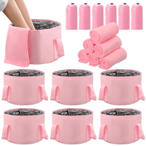 FillTouch 6 Set/ 12 Pcs Foot Soaking Tub with Towel Kit, Pink - color: Pink