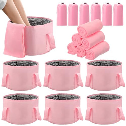 FillTouch 6 Set/ 12 Pcs Foot Soaking Tub with Towel Kit, Pink - color: Pink