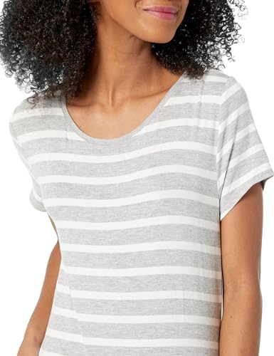 Amazon Essentials Women's Short-Sleeve Maxi Dress - color: French Stripe Grey Heather, size: X-Large