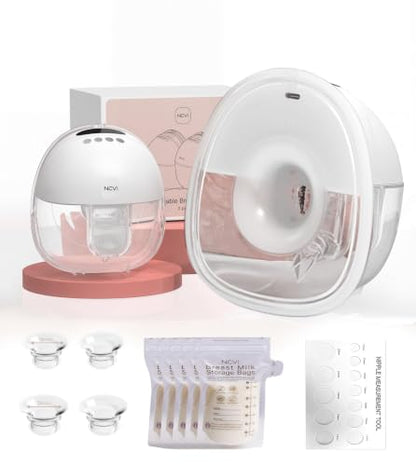 NCVI Wearable Breast Pump Hands Free for Mom Office, Home or Travel (White)