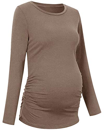 Chuanqi Womens Maternity Shirt Fall Long Sleeve T-Shirts Pregnancy Clothes - color: A-khaki, size: Small