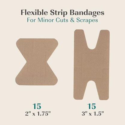 FEBU PFAS Free Bamboo Fingertip Bandages, 30 Count Knuckle & Finger - style: Finger & Knuckle (30 Count)