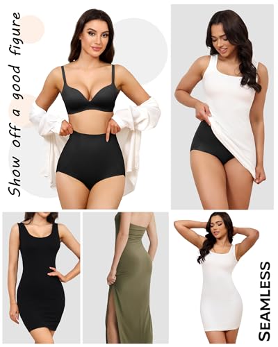 LEVAO Women's Tummy Control Underwear High Waisted Seamless Panties 4 Pack - color: Black*4, size: Medium