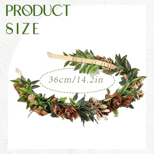 Fairy Flower Crown Headband, Brown Rose Floral Headpiece - color: Brown