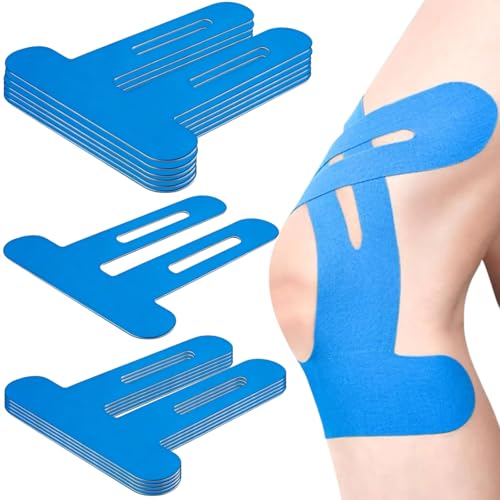 Precut Kinesiology Tape for Knees, 12 Pcs – Knee Support & Stability, Waterproof & Sweatproof Athletic Tape, Breathable Hypoallergenic Latex-Free Elastic Sports Tape for Active Movement,Blue - color: Blue, size: 12 Count (Pack of 1)