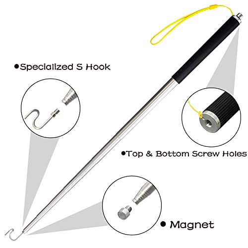 5 Pack Telescoping Pole with Hook Magnetic Pickup Grabber Tool - color: Black-5p