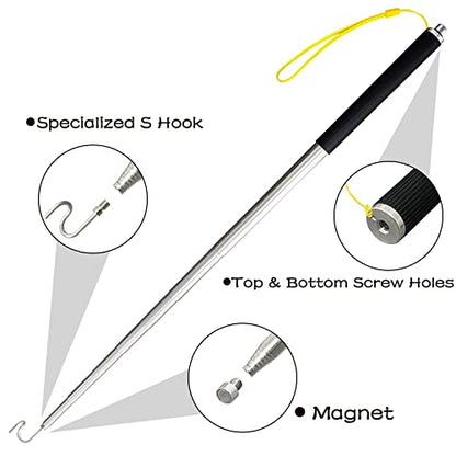 5 Pack Telescoping Pole with Hook Magnetic Pickup Grabber Tool - color: Black-5p