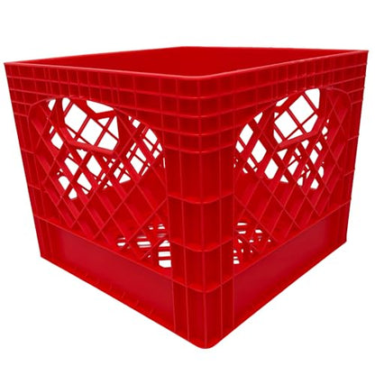 MIRAMAR Milk Crate, Stackable Plastic Storage with Handles, 16 Qt, Red, 2 Pack - color: Red, size: 2-Pack