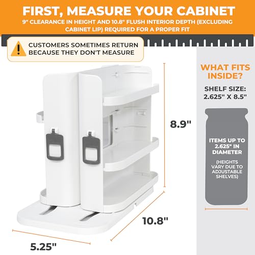 Cabinet Caddy SNAP! Spice Rack Organizer for Cabinet, 4 Adjustable Shelves