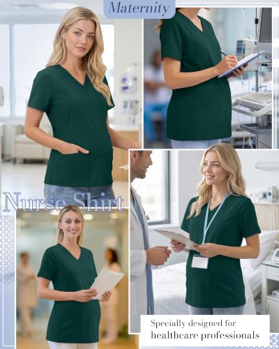 Neer Women's Maternity Scrub Top - color: Dark Green, size: Large