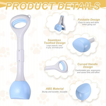 Poop Scooper, 19.3" Long Handle Dog Poop Scooper, Blue - color: Blue, size: 19.3