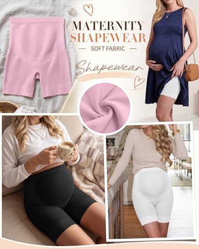 3 Pack Maternity Shapewear Shorts - color: White, Light Pink, Black, size: XX-Large