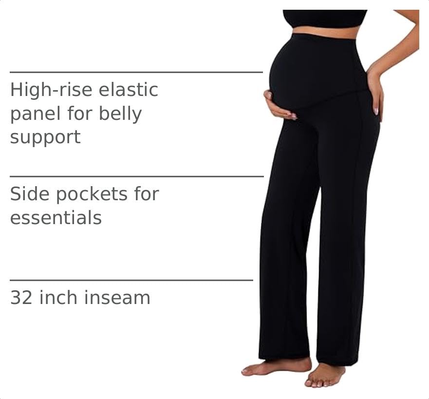 Sunzel Maternity Wide Leg Pants for Women, Over Belly Pregnancy Pants - size: Medium