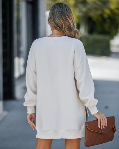 CHICME Women's Long Sleeve Crewneck Oversized Sweatshirt Fall Outfits - color: Apricot, size: Small