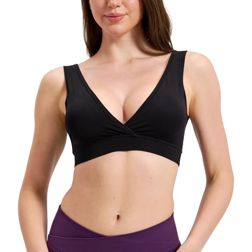 netdraw Padded Bamboo Viscose Nursing Sleep Bra - color: Plain Black, size: X-Large