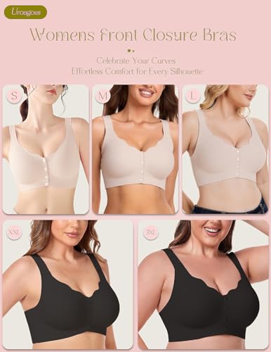 Womens Front Closure Bras for Women Seamless Soft Mastectomy Bra - color: Magic Black, size: 3X-Large