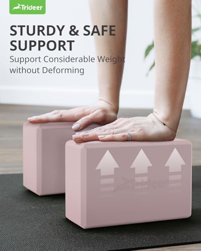 Yoga Blocks 2 Pack with Supportive Non-Slip Foam for Yoga Pilate Stretching - color: Cherry Blossom