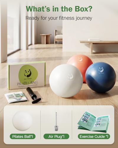 Slim Panda 6 Inch Mini Pilates Ball with Hand Pump - color: Glacier Blue